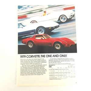 Vintage Chevrolet Corvette Print Ad Coupe Muscle Car Show Display 1979 Garage